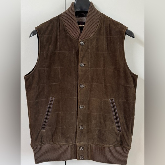 PAUL STUART SUEDE VEST GILET BUTTON FRONT BROWN $2295 XL WAISTCOAT WINTER